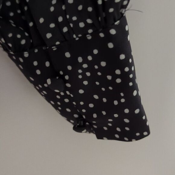 Lane Bryant Black and White Cold Shoulder Blouse - Picture 5 of 7